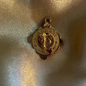 Vintage 12K GF Hawaii Pendant with Palm Tree and Red Stone